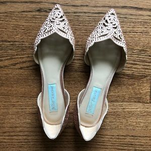 Lucy Flats | Blue by Betsey Johnson Wedding Shoes | Blush Satin Size 5.5